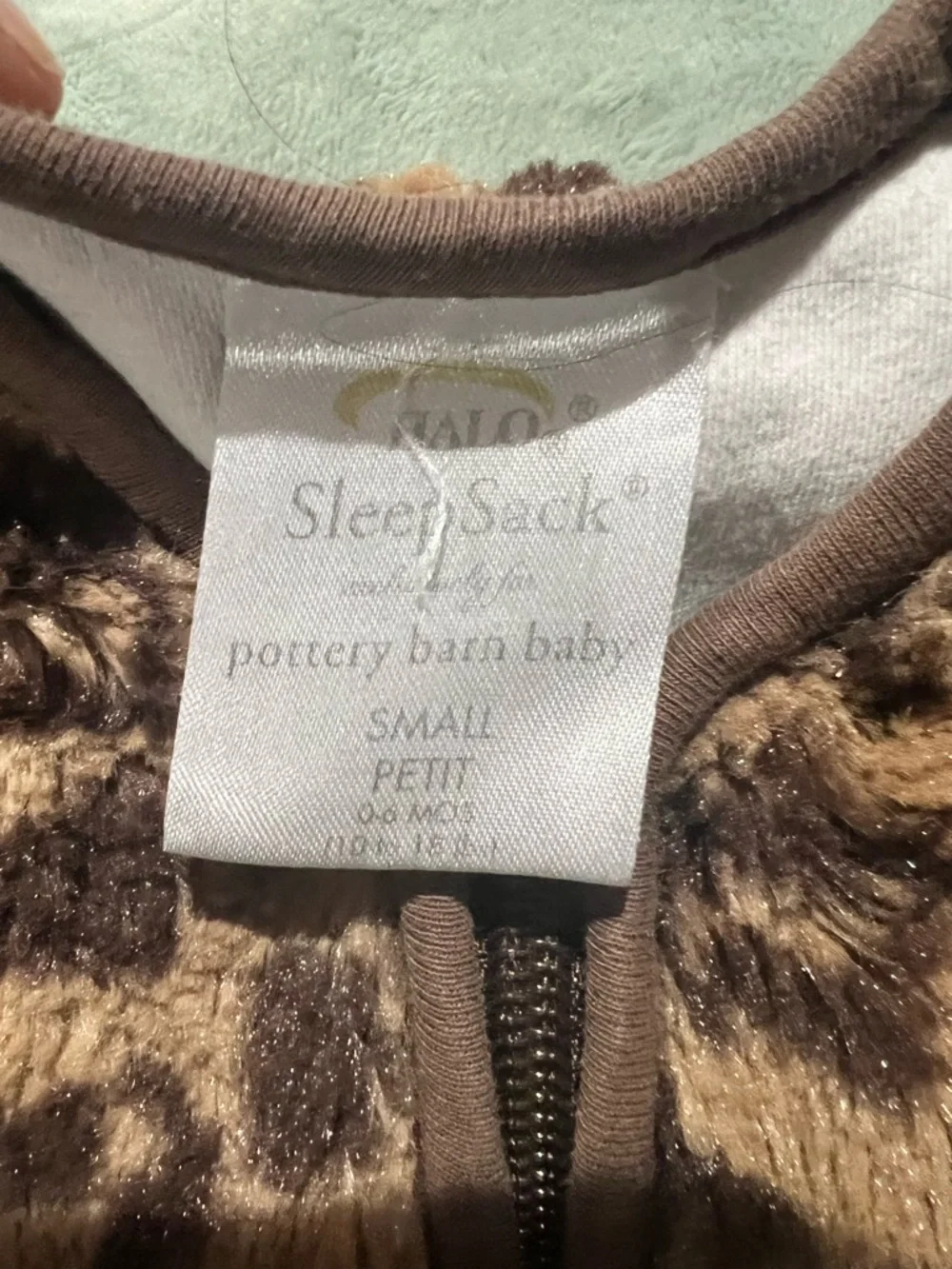 Halo Leopard Print Fleece Sleep SackExclusive for Pottery Barn EUC Size S 0-6 mo